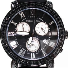 Mens Diamond Benny & Co Watch Round Cut Black Color Full Ice 6.00ct