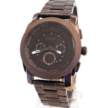 Mens Fossil Chrono Brown Stainless Steel Watch Fs4661 + Original Box