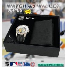 Mens Game Time Watch & Wallet Gift Set Team Logo Watch & Embossed Wallet NHL