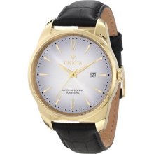 Mens Invicta 11739 Vintage Silver Dial Black Leather Watch