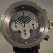 Mens Kronotype Automatic Grey Dial Chronograph Leather Swiss Watch
