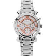 Men's Lucien Piccard Stainless Steel And Rose Tone Dial Chronograph Watch