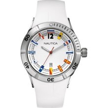 Men's Nautica Flag Date White Resin Strap 100m Watch N13524g