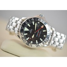 Mens Omega Seamaster Gmt Black Dial Stainless Steel Automatic Watch