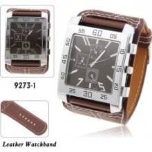 Men's Quartz Wrist Watch with Water Resistant Round Shaped Dial 30mm Wide Brown - Stainless Steel - Brown