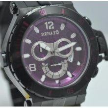 Mens Renato Wilde-beast Swiss Chronograph Purple Dial Bracelet Watch