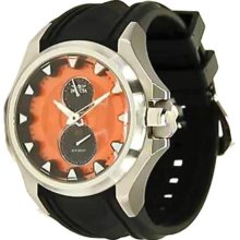 Men's S1 Rally Stainless Steel Case Rubber Bracelet Orange Tone Dial