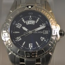 Mens Sector Urban Power 650 Blue Dial Day & Date Steel Swiss Made Watch