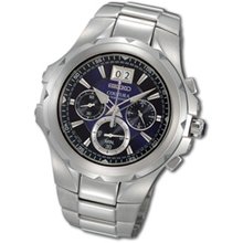Men's Seiko Coutura Chronograph Stainless Steel Watch with Blue Dial