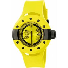 Men's Stainless Steel Case Quartz S1 Rally Yellow Dial Rubber Strap Da
