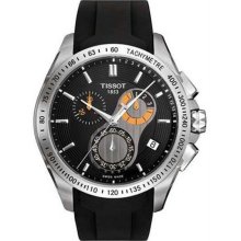 Men's Stainless Steel T-Sport Veloci-T Chronograph Black Dial Rubber Strap