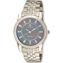 Mens Swiss 0.45Ct. Diamond Blk Mother Of Pearl Dial Watch