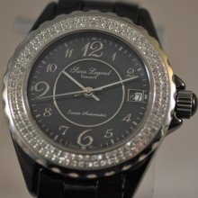 Mens Swiss Legend Diamond Automatic Black Ceramic Mother Of Pearl Swiss Watch