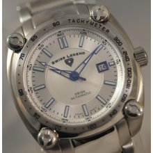 Mens Swiss Legend Quadromatic Automatic Silver Dial Steel Swiss Watch