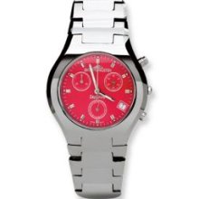 Mens Swiss Tungsten Chronograph Red Dial Watch