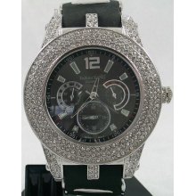 Mens Tecno King Fashion Iced Out Silver Watch