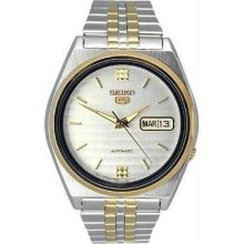 Men's Two Tone Seiko 5 Automatic Dress Silver Dial
