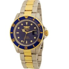 Men's Two Tone Stainless Steel Pro Diver Blue Dial Automatic Coin-Edge Bezel