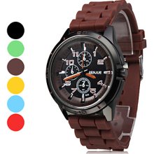 Men's Water Resistant Style Analog Silicone Quartz Wrist Watch (Assorted Colors)