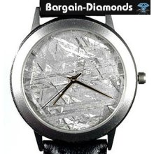 Meteorite Watch Unique Metal Crystals Dial Titanium Case Leather Band Warranty