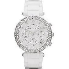Michael Kors Ladies Watch Chronograph Parker White Ceramic Crystals Mk5654