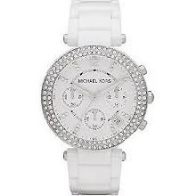 Michael Kors Ladies Watch Chronograph Parker White Ceramic Crystals Mk5654