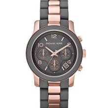 Michael Kors Rose Gold Chronograph Runway 100m Watch Womens Mk5465