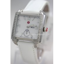 Michele Milou 66 Diamond watch 33mm pearl dial white patent leather $1445 new - White - Leather
