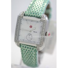 Michele Milou 66 Diamond watch 33mm white pearl dial Jade genuine leather $1465 - White - White Gold