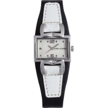 Mila Schon Women's White Textured Dial Leather Quartz Watch