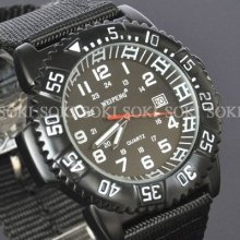 Military Army Date Rotation Analog Black Quartz Mens Wrist Band Watch S58