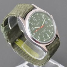 Military Soki Army Green Analog Quartz Mens Wrist Band Gift Watch W35