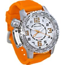 Millage Moscow Collection Men's Swiss Quartz GMT Orange Silicone Strap Watch