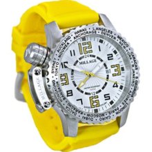 Millage Moscow Collection Men's Swiss Quartz GMT Yellow Silicone Strap Watch