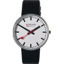 Mondaine Men's Official Swiss Railways Stainless Watch - Black Leather Strap - A660.30328.11SBB