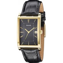 MS892B Accurist Mens Gold Black Watch
