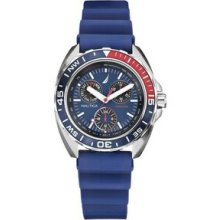 Nautica Unisex Stainless Case Watch W/ Blue Resin Wristband & 3 Sub Dials