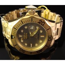 New Mens Invicta 1 Ooo Ft 24 Jewel S.S.Grand Diver Gt Automatic 18 K Gold Plated