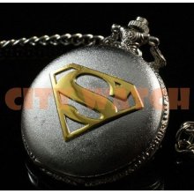 New Vintage Super Man S Logo Golden Color Super Man Logo Design Pocket Watch Sweater Chain Watch