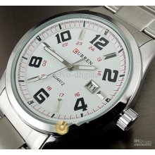 New Water Quartz Hour Dial Day Analog Luxury Sport Men Steel Wrist W