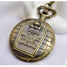 Nightmare Before Christmas Pocket Watch Necklace Vintage Jewelry hb22 Antique Pocket Watch Necklace Bronze Chain Pendant