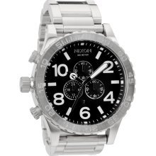 Nixon Mens 51-30 Chrono Stainless Watch - Silver Bracelet - Black Dial - A083 000