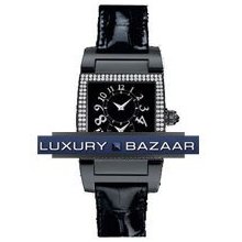 No Uno Dual Time (Black Steel-Full Diamonds / Black-WG / Leather)