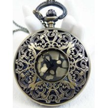 Noble Gold engraved Pocket Watch Necklace retro sweater chain Pocket Watch hb04