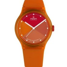 Noon Copenhagen Unisex Turning Disc Analog Plastic Watch - Orange Rubber Strap - Multicolor Dial - 33-067DS10