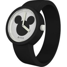 O Clock Unisex Disney Watch Ocd05-L (Large) With Mickey Icon - Black Hypoallergenic Silicon Rubber Watch Strap