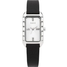 Oasis Ladies Quartz Watch With Silver Dial Analogue Display And Black Leather Strap B1178