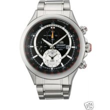 Orient Ctd0t005b Men's Pyramid Stainless Black Dial Alarm Chronograph Watch