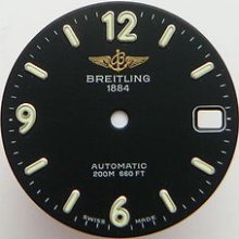 Original Vintage Breitling Automatic Black 660 Ft Watch Dial Men's