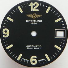 Original Vintage Breitling Automatic Shiny Black 660 Ft Watch Dial Men's